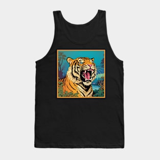 Colorful Tiger Cartoon Vintage Bengals Tiger Drawing Comics Fearless Tiger Tank Top